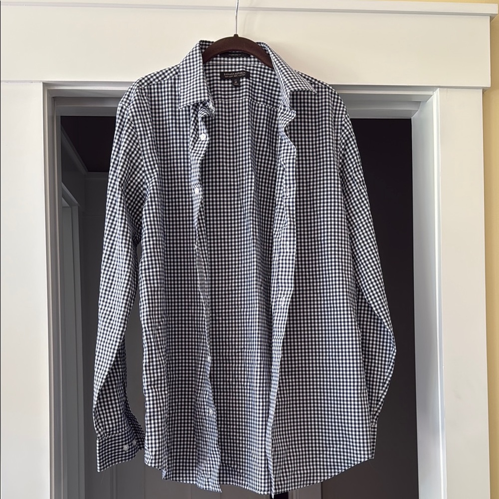 Banana Republic Navy and White Gingham Shirt